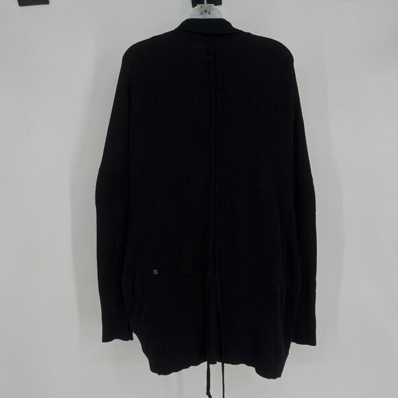 Lululemon Black Drawstring Ruched Back Open Cardigan Size 6 - Picture 5 of 7